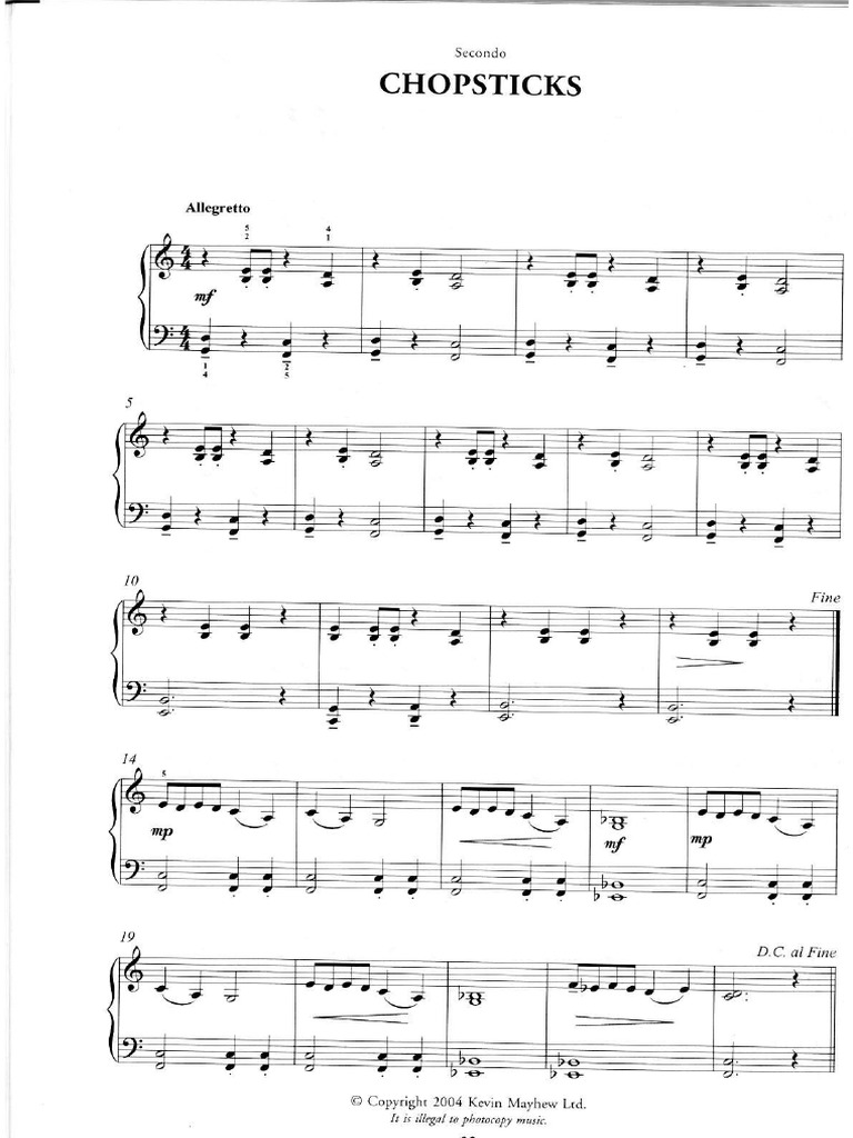 Chopsticks 4 HANDS Fun Club Piano Duets Grade 2 3 Piano PDF