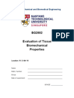 BG2802 Evaluation of Tissue Biomechanical Properties: School of Chemical and Biomedical Engineering