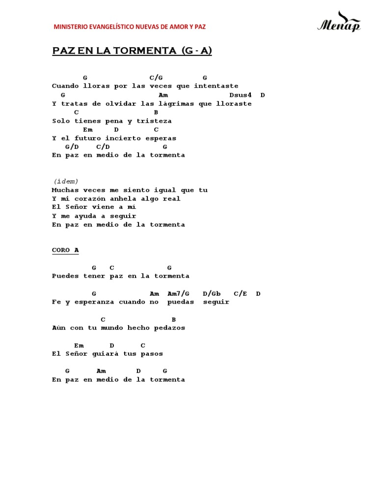 Paz en la Tormenta: Letra y Acordes | PDF