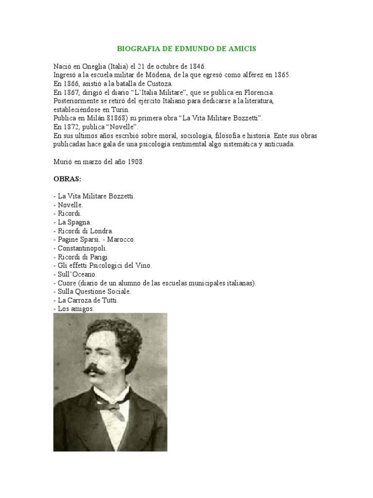 Biografia de Edmundo de Amicis Cristian