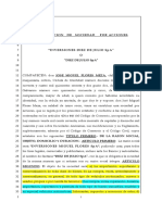 Constitución sociedad acciones Inversiones Diez de Julio SpA