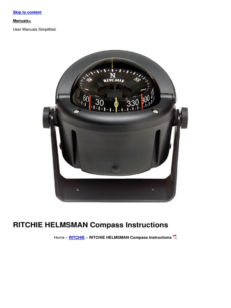 Ritchie Helmsman Compass Manual PDF Compass Manufactured Goods