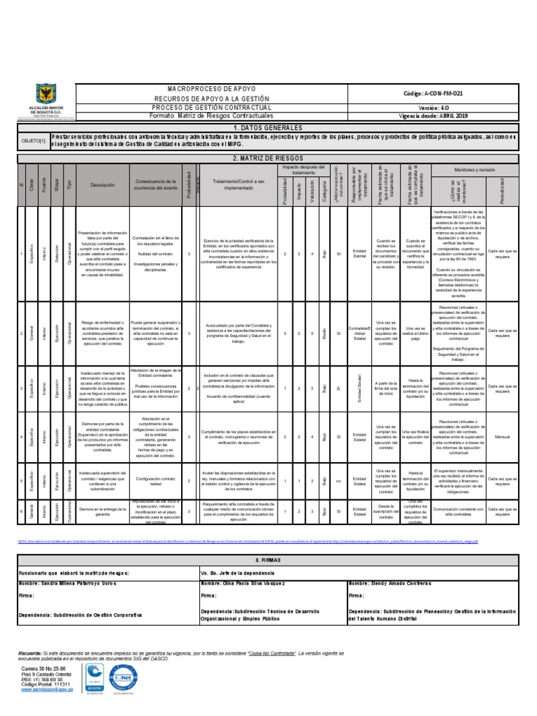 Matriz de Riesgos en Contratación Estatal | PDF