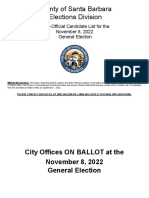Santa Barbara County November 2022 Elections Candidate List