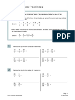 Suma y Resta de Fracciones Actividad. 1° Ciclo PDF