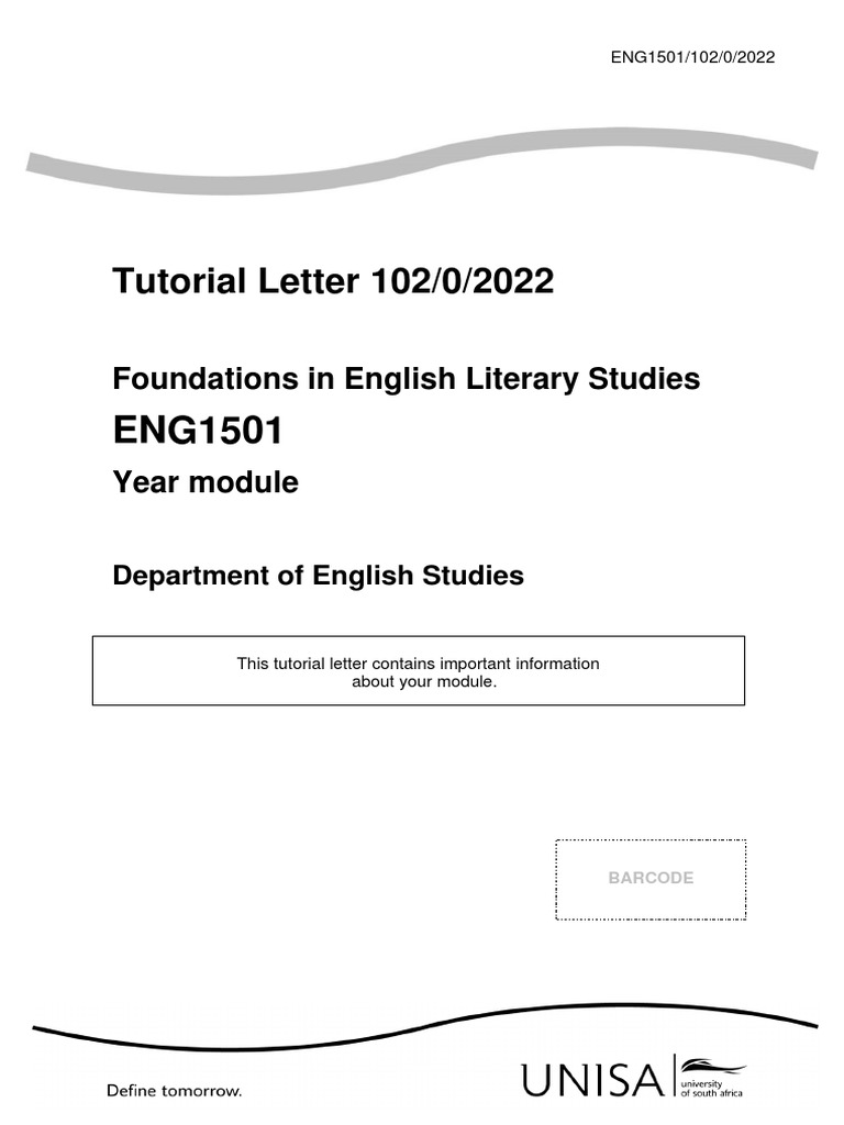 Tutorial letter 102 0 2022 foundations in english literary studies