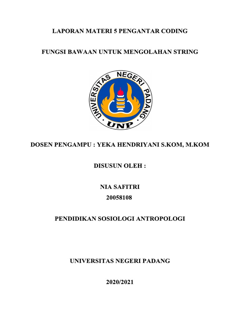Pengolahan String oleh Nia Safitri | PDF