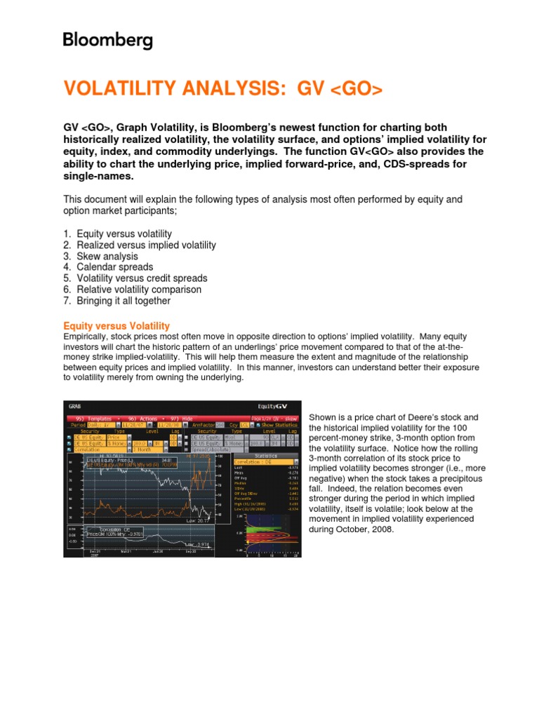 Bloomberg GV Volatility Analysis Guide | PDF | Greeks (Finance ...