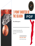 3 Point Shooter of The Season: This Certificate Goes To
