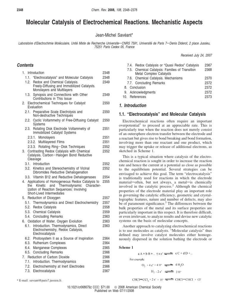 Molecular Catalysis of Electrochemical Reactions. Mechanistic Aspects