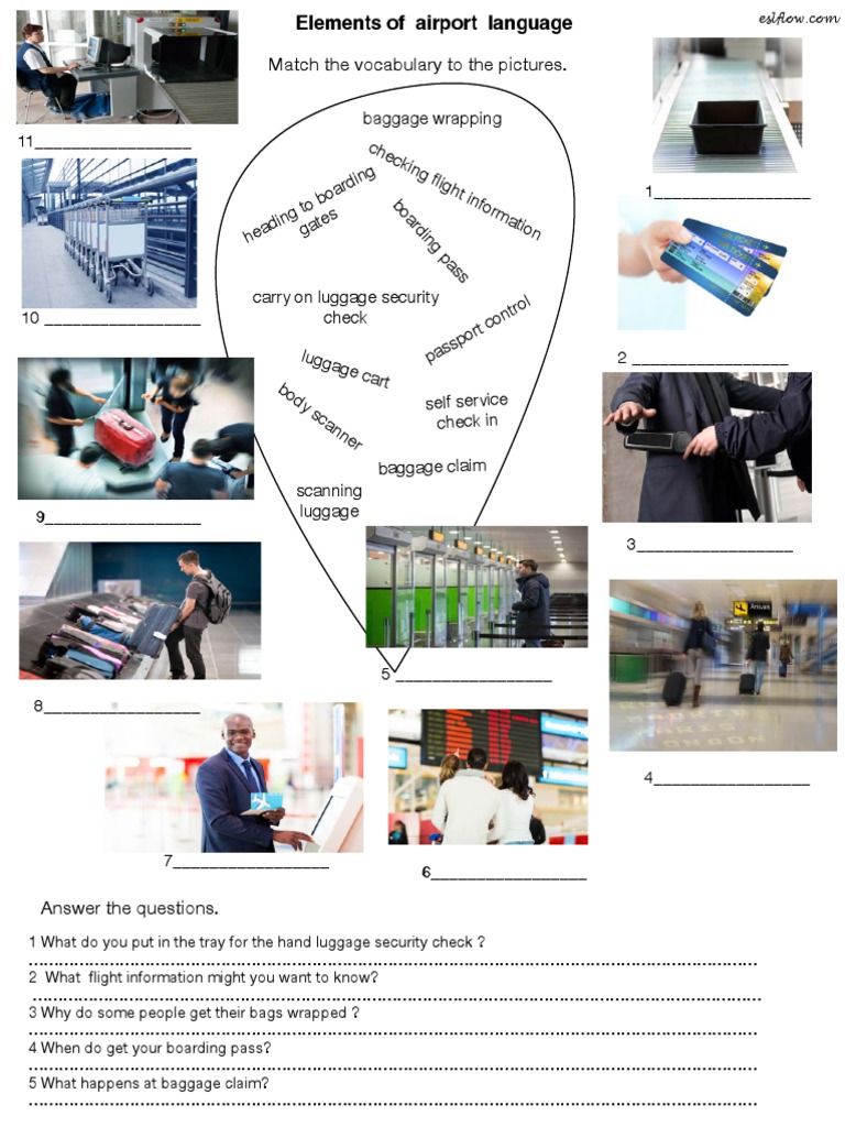 Match The Vocabulary To The Pictures. Heading To Boarding Gates PDF