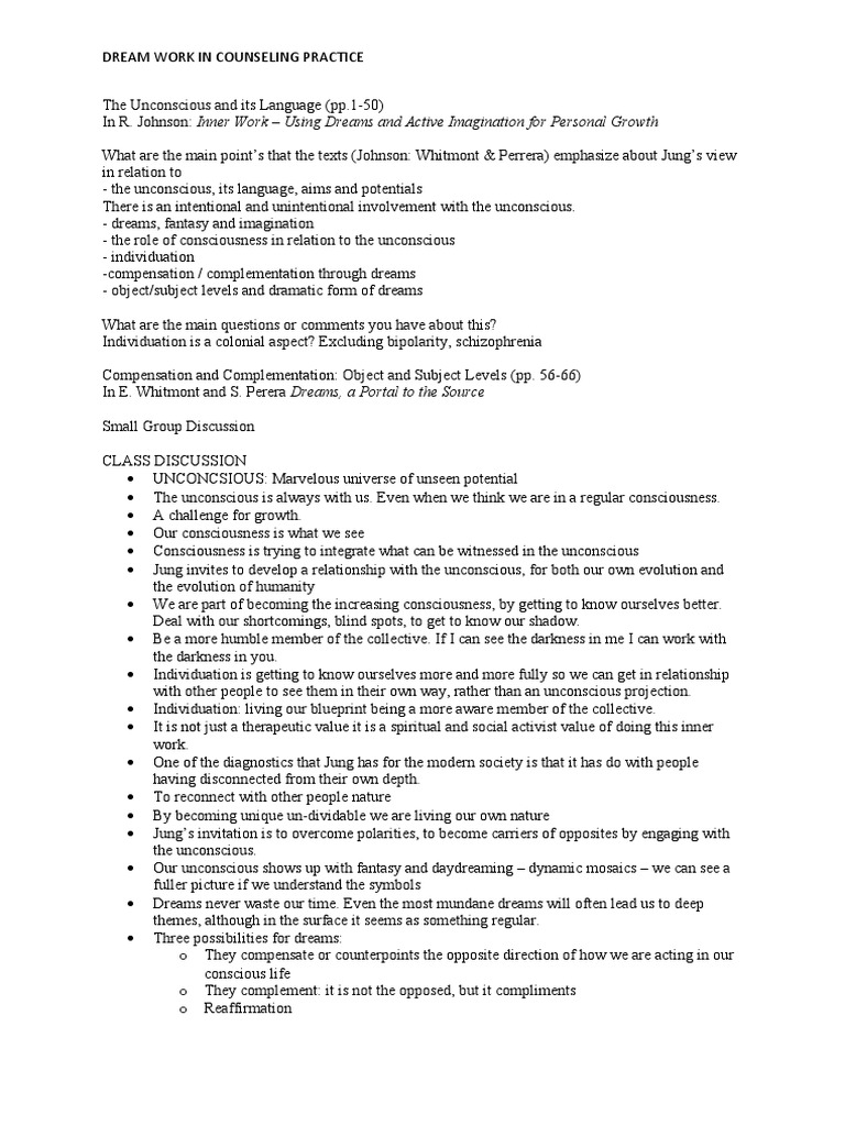 Dream Work in Counseling Practices | PDF | Dream | Psychotherapy