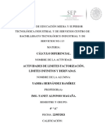 Actividades de Limites Factorización, Limites Infinitos y Derivadas.