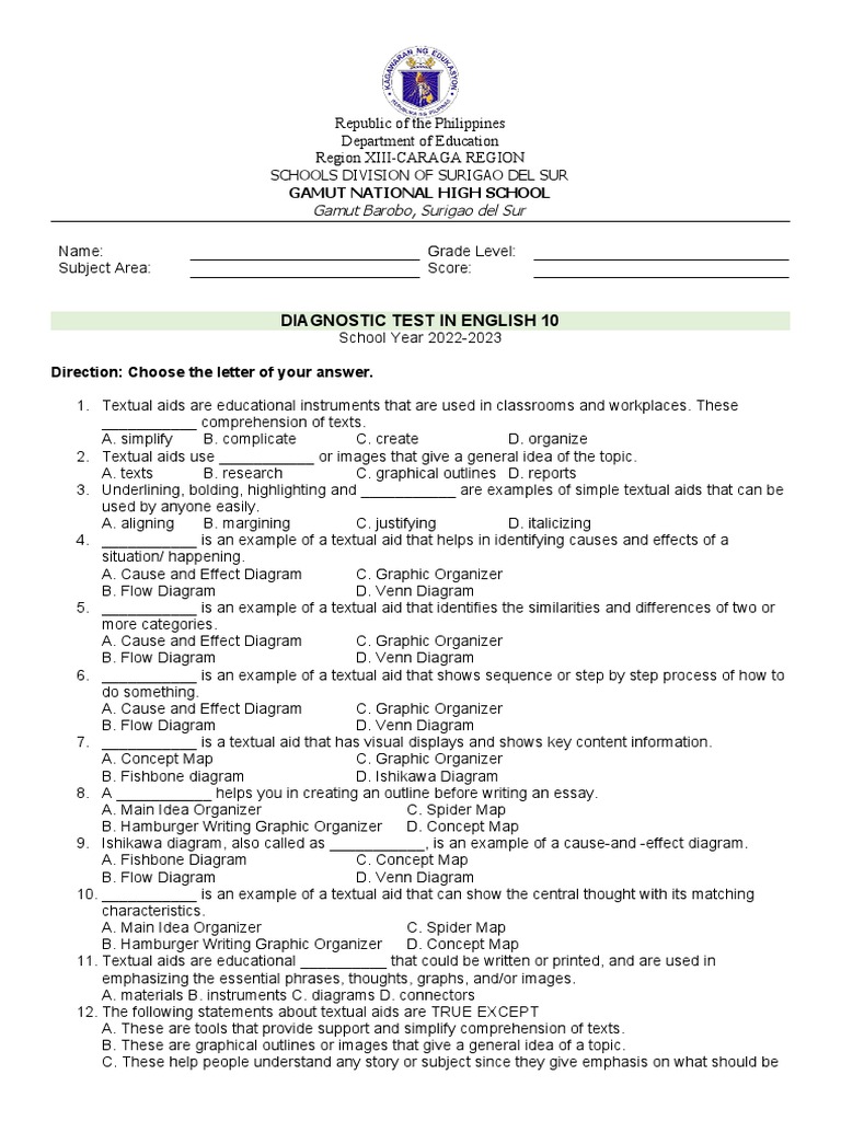 Diagnostic Test English PDF Graphics Accessibility