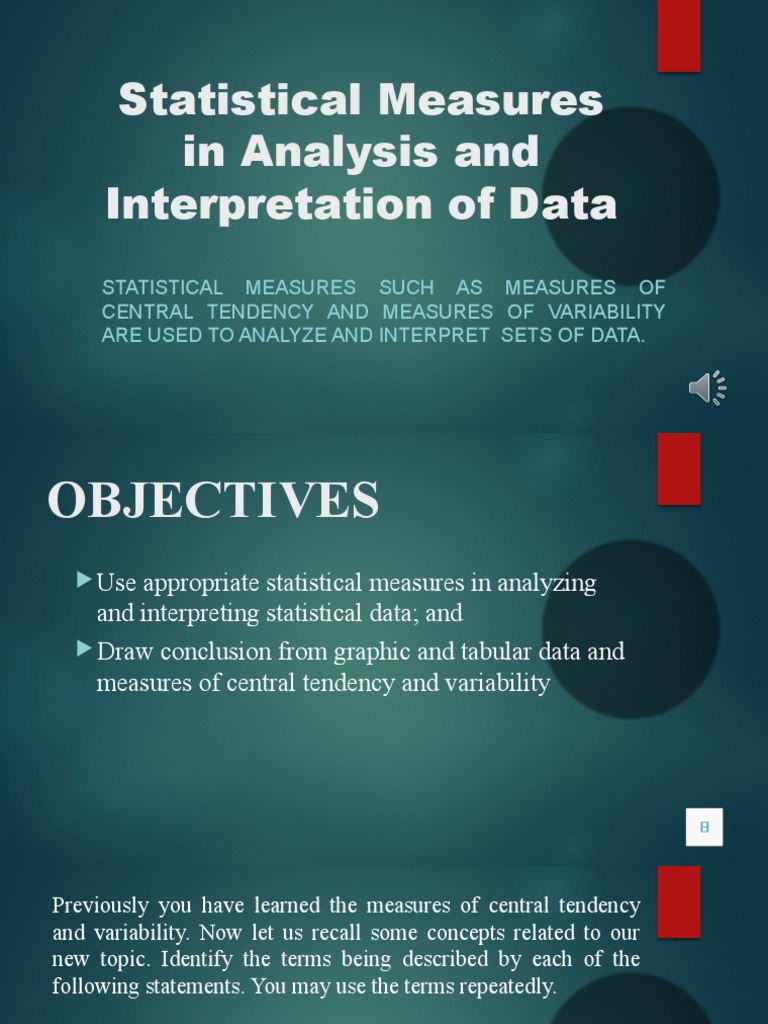 Statistical Measures in Analysis and Interpretation of Data | PDF ...