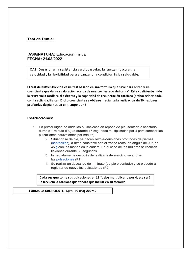Test de Ruffier | PDF