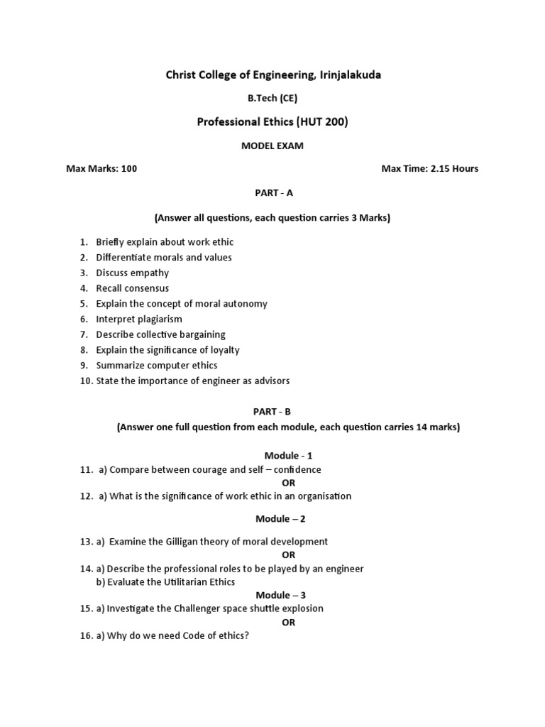 Pe Model Exam Paper - Ce | PDF