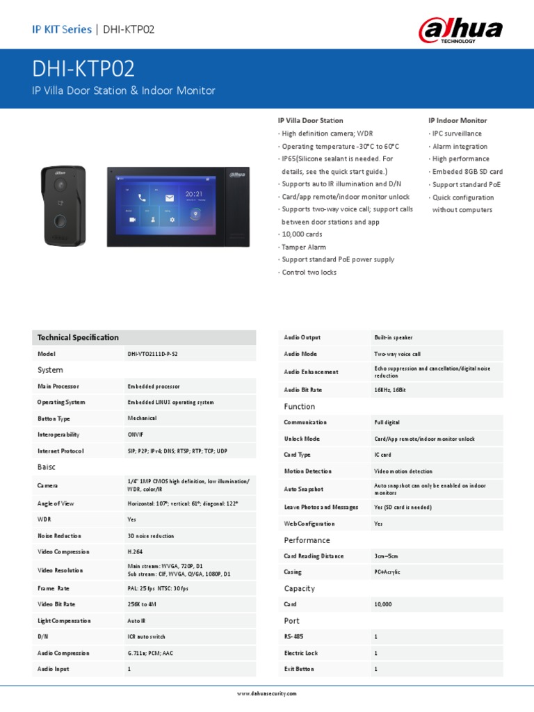 DHI-KTP02 Datasheet 20200324 PDF 1 | PDF | Internet Protocols ...