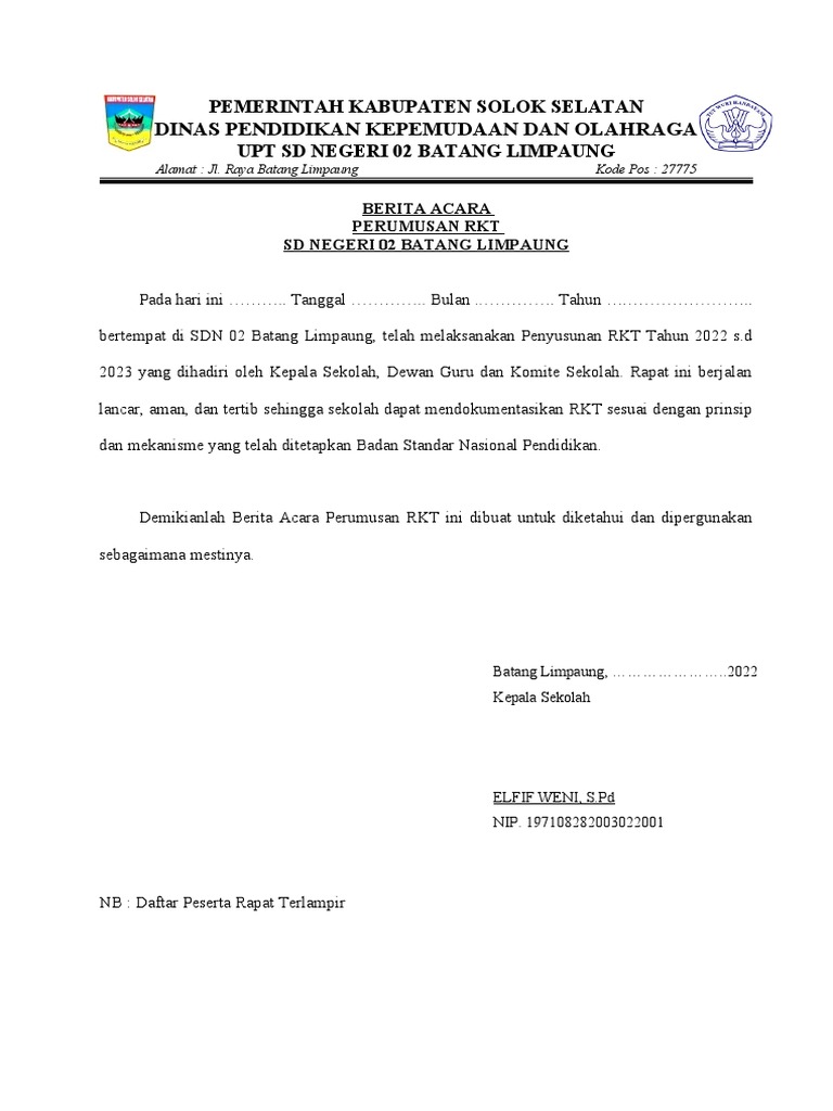 RKT SDN 02 Batang Limpaung 2022 | PDF