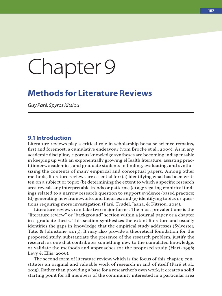 Chapter 9 - Literature Reviews | PDF | Systematic Review | Evaluation