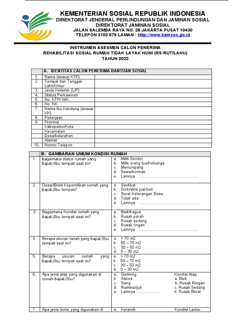 Instrumen Asesmen Rumah Tidak Layak Huni | PDF | Griya & Taman