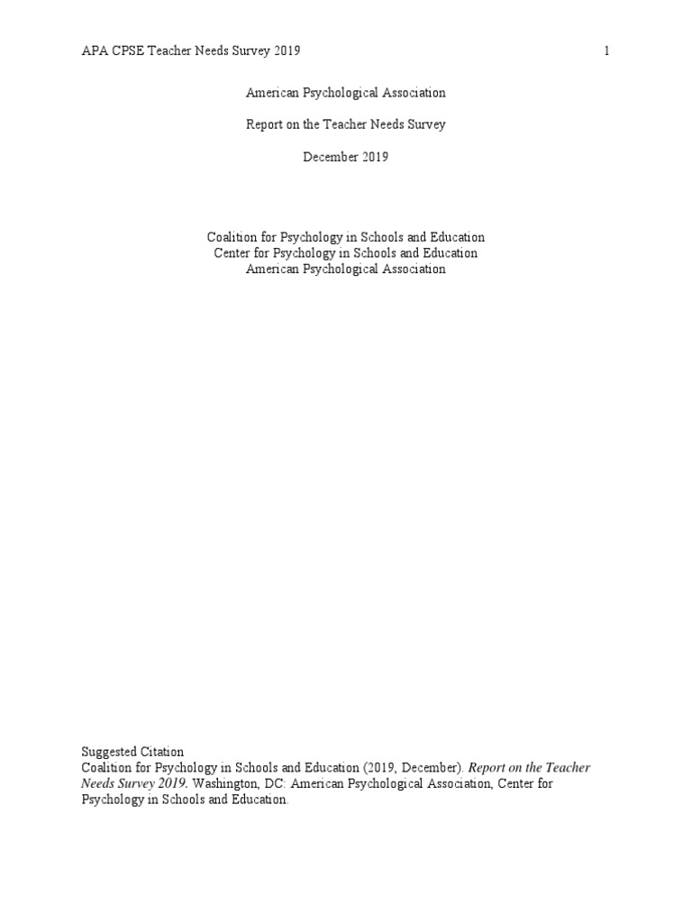 2019 Teacher Needs Survey Report | PDF | Educational Assessment | Teachers