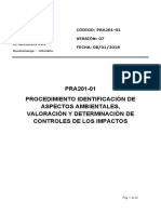 PRA201-01 Procedimiento de Aspectos Ambientales, Determinación y Valoración de Controles de Los Impactos