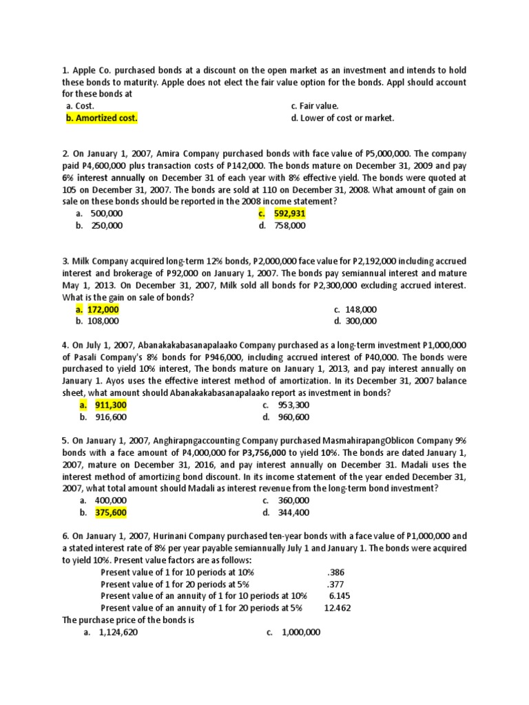 Problem Solving Intacc 1 - Valix | PDF | Bonds (Finance) | Present Value