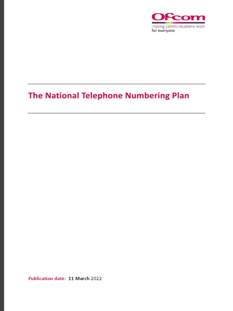 The National Telephone Numbering Plan Publication Date PDF