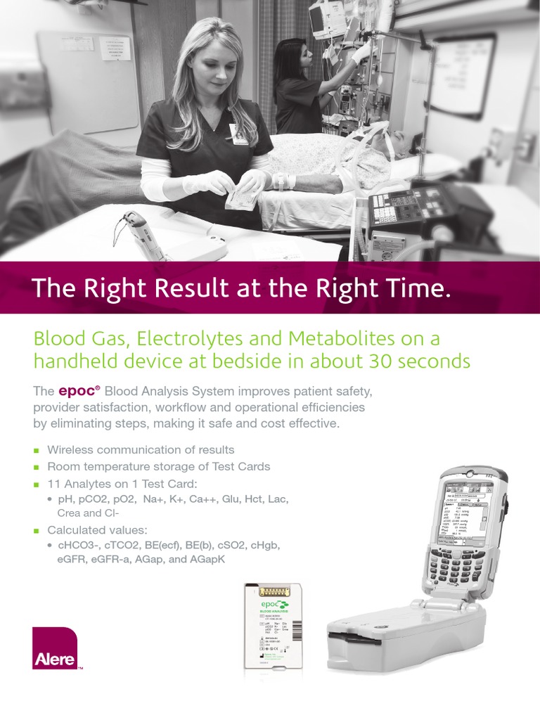 Brochure EPOC Blood Analysis System PDF Medical Specialties