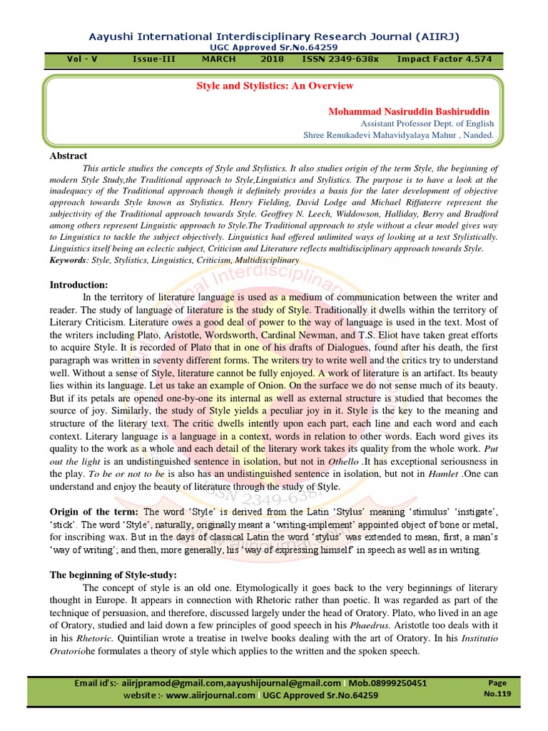 Overview of Style and Stylistics | PDF | Linguistics | Rhetoric