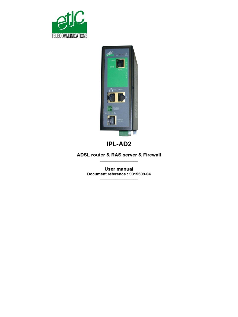 Etic - ADSL Modem Manual | PDF | Router (Computing) | Ip Address
