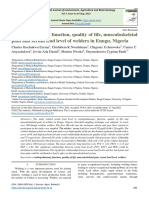 Cardiopulmonary Function, Quality of Life, Musculoskeletal Pain and Serum Lead Level of Welders in Enugu, Nigeria