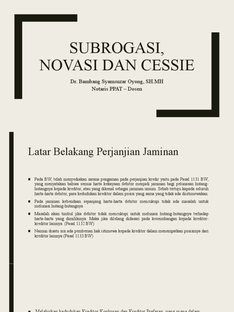 Subrogasi dalam Hukum Perdata BW | PDF | Hukum