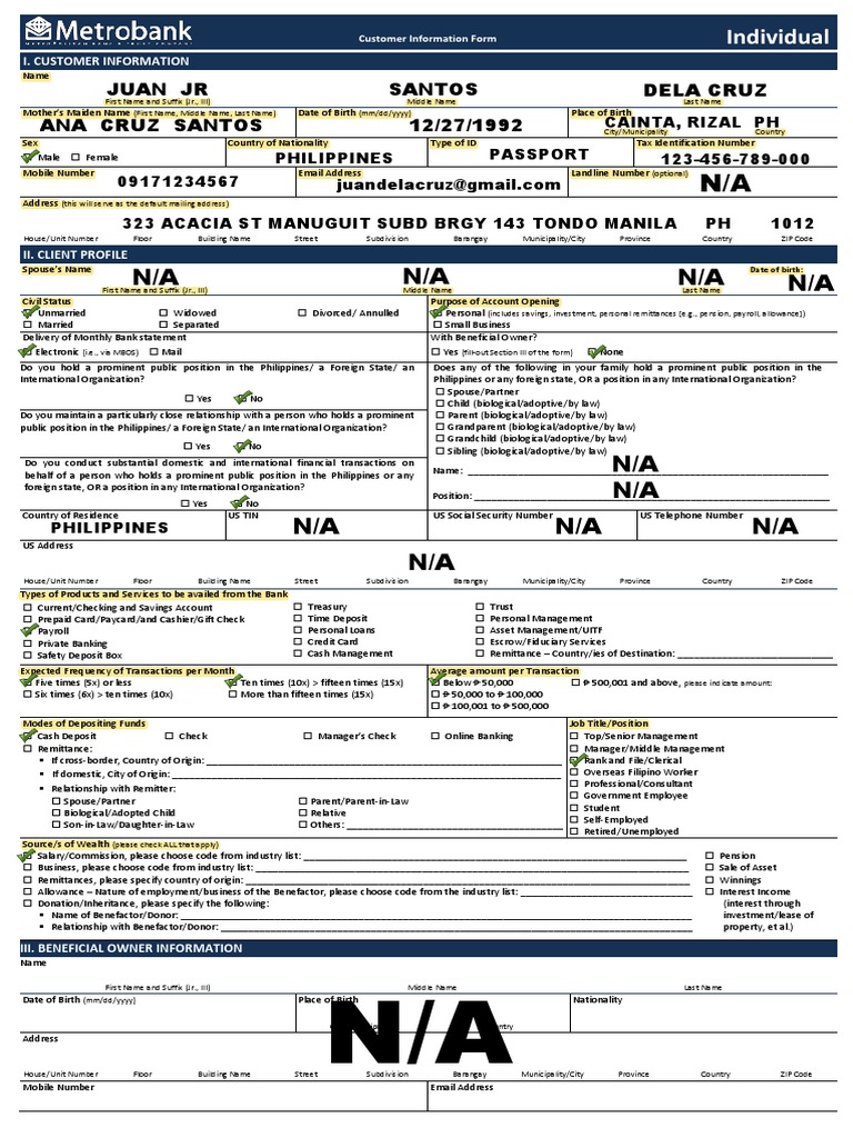 UPDATED CIF Jul 2021 SAMPLE ONLY | PDF | Banks | Money Laundering