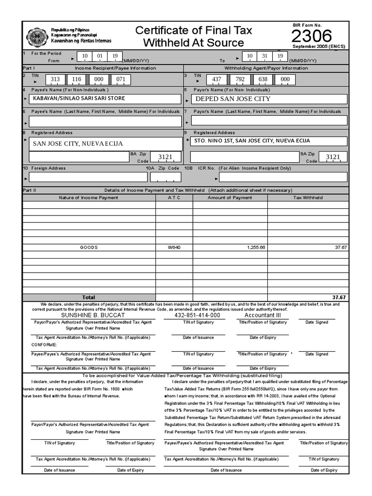 bir-2306-form-pdf-value-added-tax-taxes