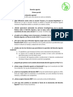 Cuestionario Primer Parcial Derecho Agrario