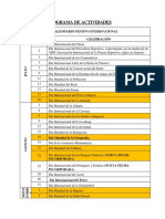 Cronograma de Actividades de Calendarios Festivos