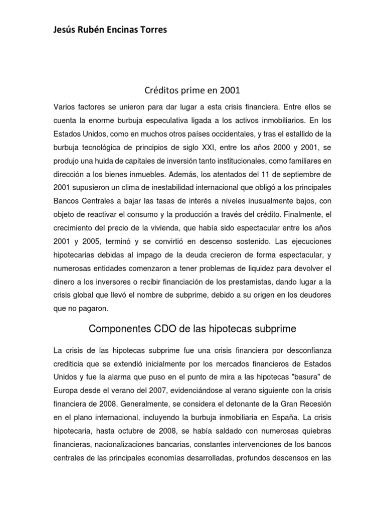 Crisis Subprime y su Impacto 2008 | PDF | Crisis de las hipotecas ...