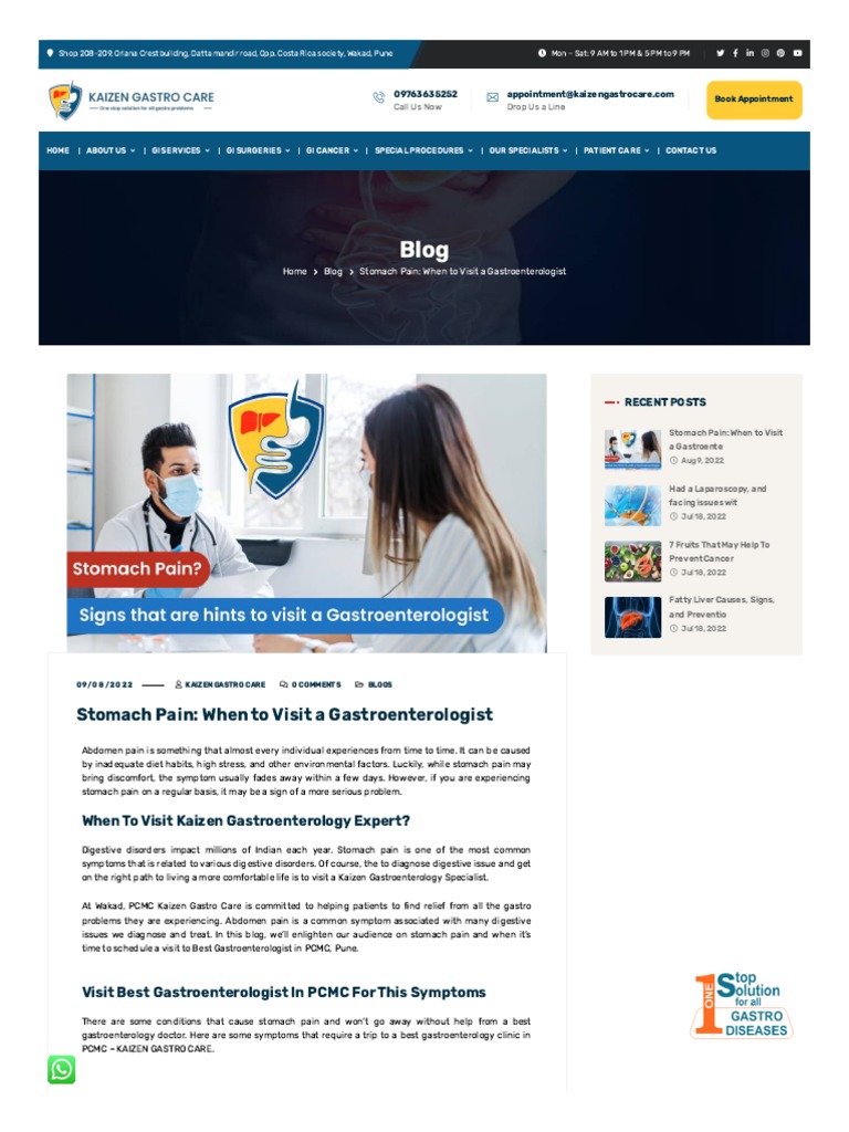 Stomach Pain When To Visit A Gastroenterologist - Kaizen Gastro Care