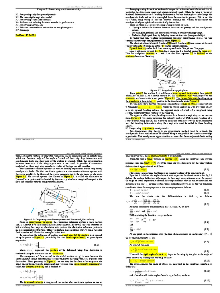 Chapter 3 Swept Wing Static Aeroelasticity Figure 3.1 Sweptback Wing