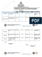 Action Plan in Psychosocial Support Activities For Grade 1: Matias B. Salvador Memorial Elementary School