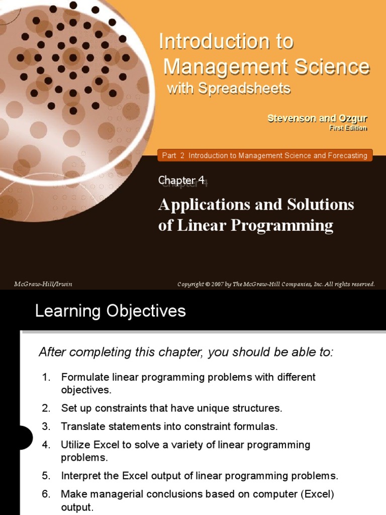 Introduction To Management Science: Applications and Solutions of ...