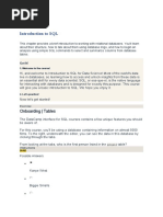 Introduction To SQL: Onboarding - Tables