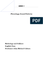 Week 1: Mythology and Folklore English Class Professor: John Michael Cultura