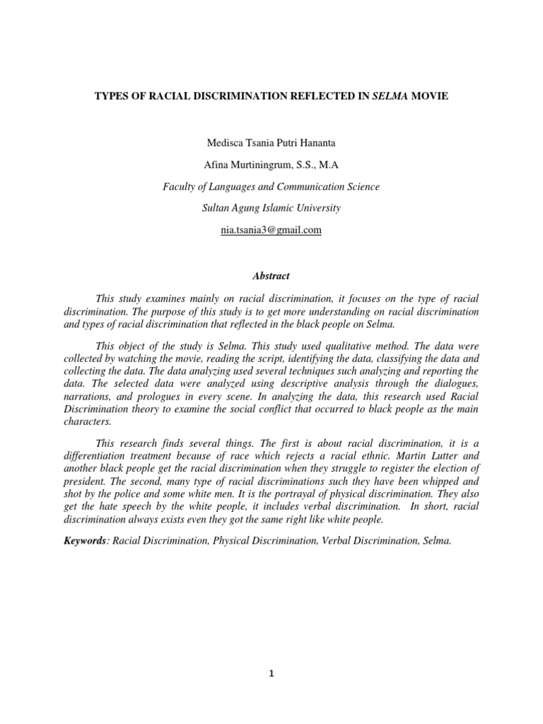 Racial Discrimination in Selma Movie Analysis | PDF | Race (Human ...
