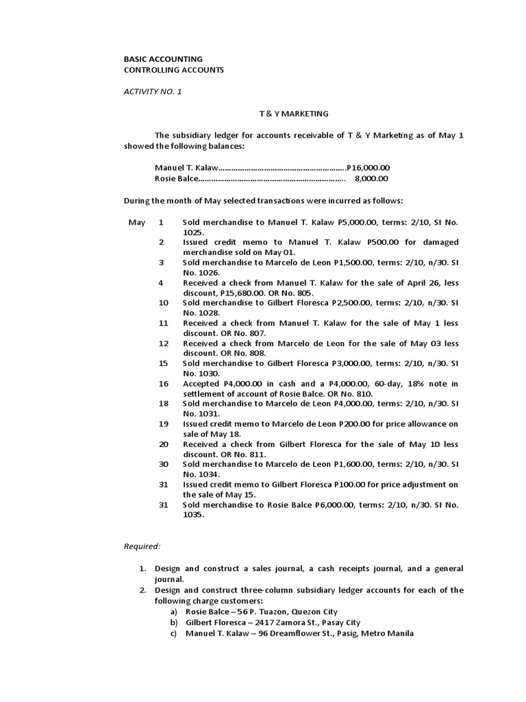BASIC ACCOUNTINGControlling Accounts Quiz No. 2 PDF Financial