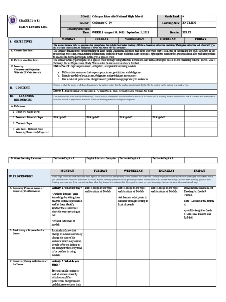 Expressing permission obligation and prohibition through modals a