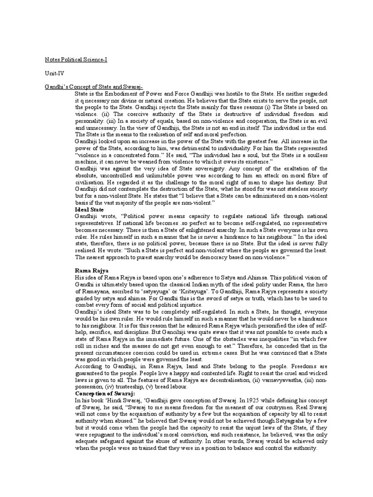 Political Science Unit Iv | PDF | Mahatma Gandhi | Nonviolence