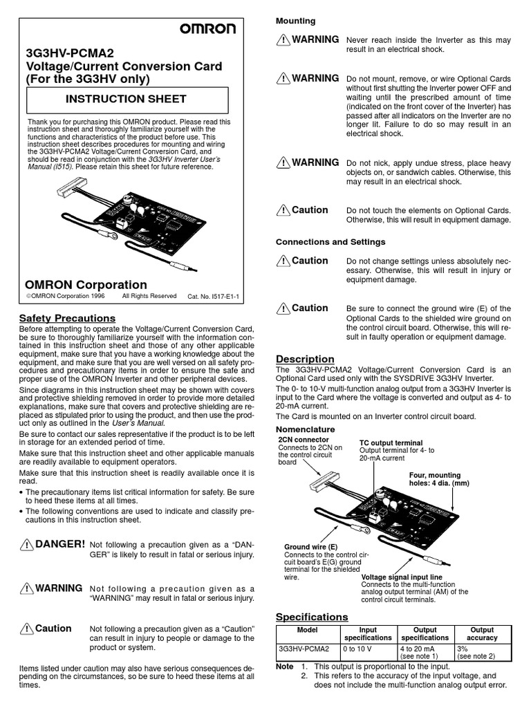 3G3HV-PCMA2 Voltage/Current Card Guide | PDF | Electrical Engineering ...